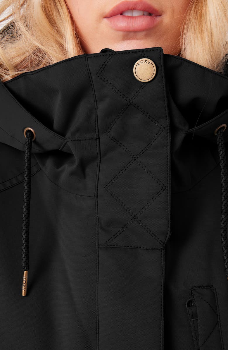 Roxy Billie Water Resistant Hooded Insulated Jacket, Alternate, color, Black