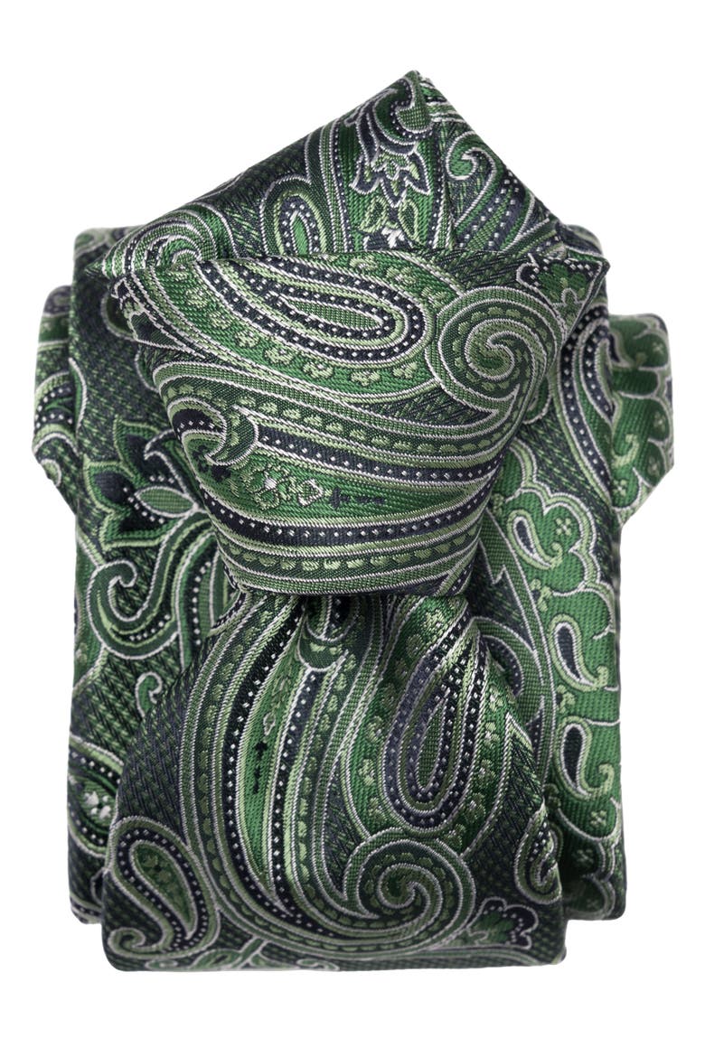 Pavia - Silk Jacquard Tie for Men, Alternate, color, Emerald Green