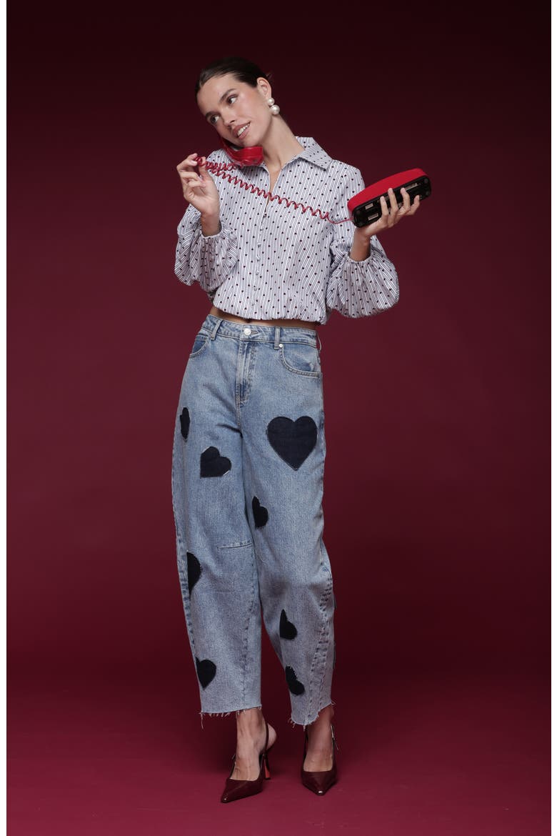 Bubble Crop Shirt, Alternate, color, FLOCKED HEARTS