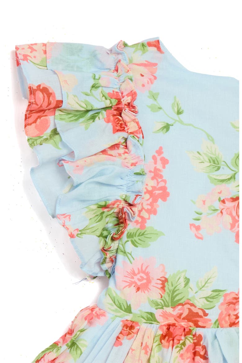 Rose Print Dress & Bloomers Set, Alternate, color, LIGHT BLUE