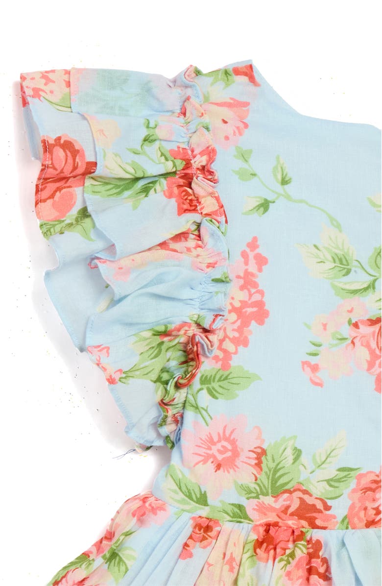 Pippa & Julie Rose Print Dress & Bloomers Set, Alternate, color, Light Blue