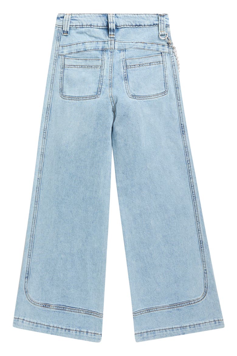 Kids' Pearl & Chain Wide Leg Jeans, Alternate, color, LIGHT WASH INDIGO