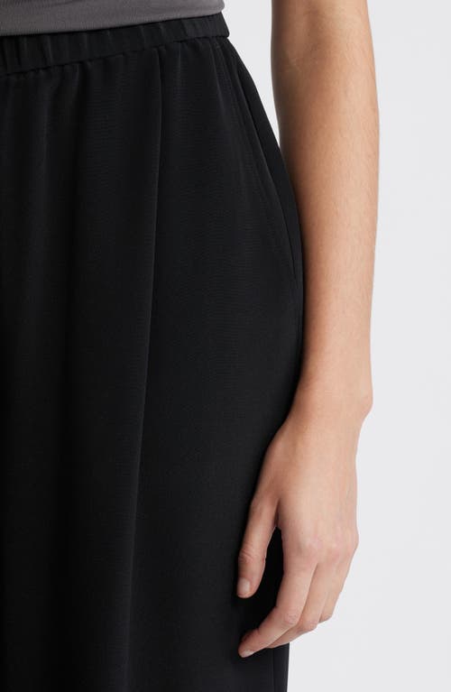 Eileen Fisher Pleated Wide Leg Silk Pants In Black