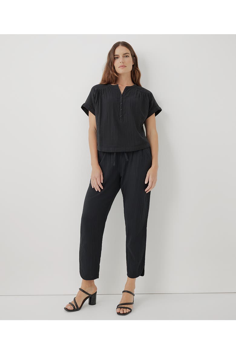 Organic Coastal Double Gauze Tapered Pull-On Pant, Main, color, Black