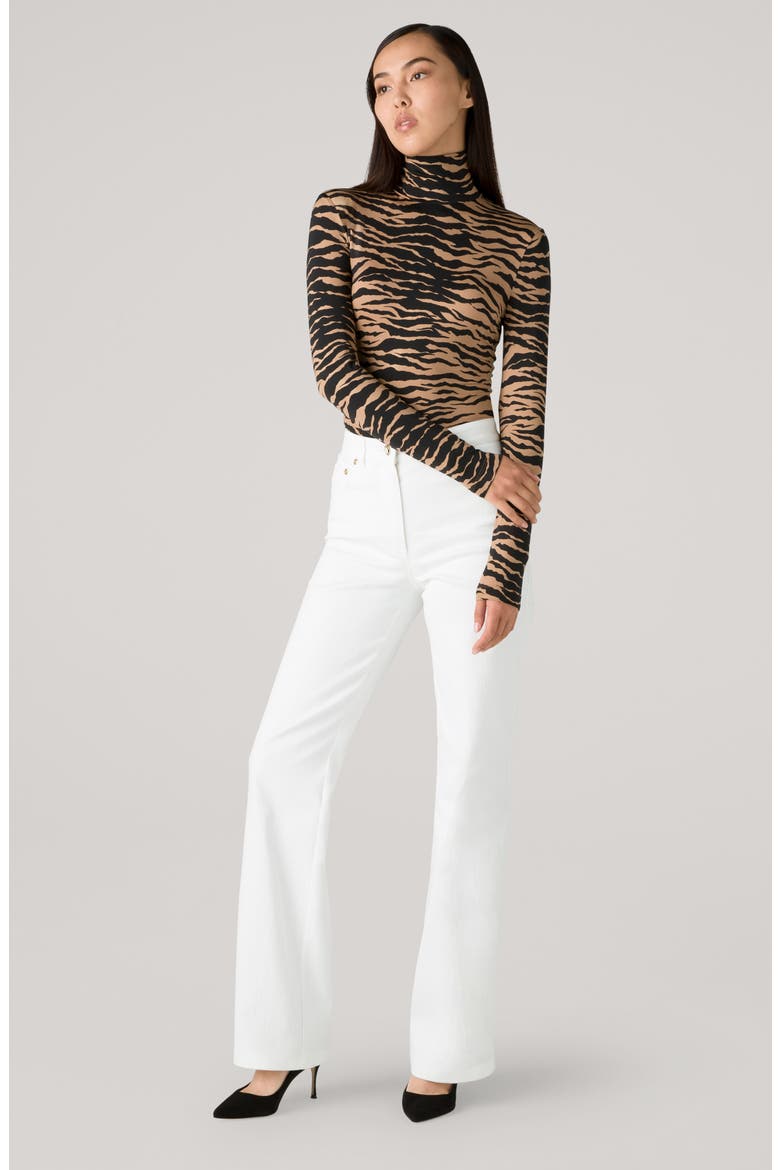 Nuda Tiger Print Turtleneck Top, Alternate, color, CAMEL MULTI
