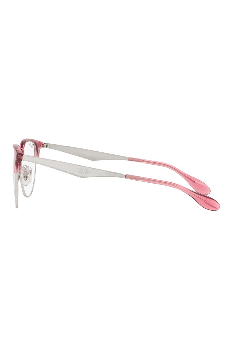Phantos 53mm Clear Frame Optical Glasses, Alternate, color, RED SILVER