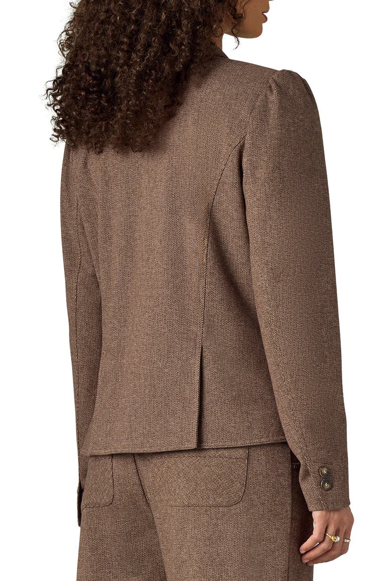 Puff Shoulder Blazer, Alternate, color, SAND/ CACAO POWDER