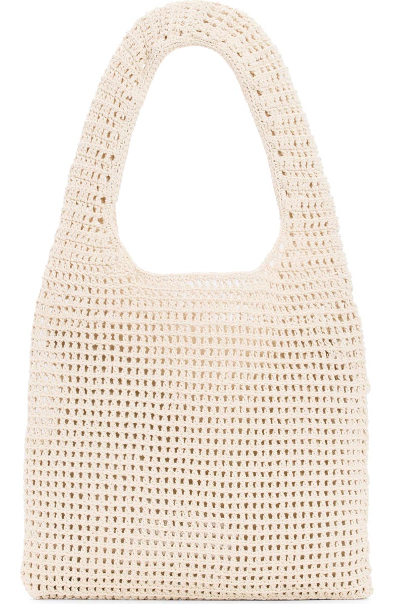 Desigual Crochet Flower Cotton Shoulder Bag, Alternate, color, Light Beige