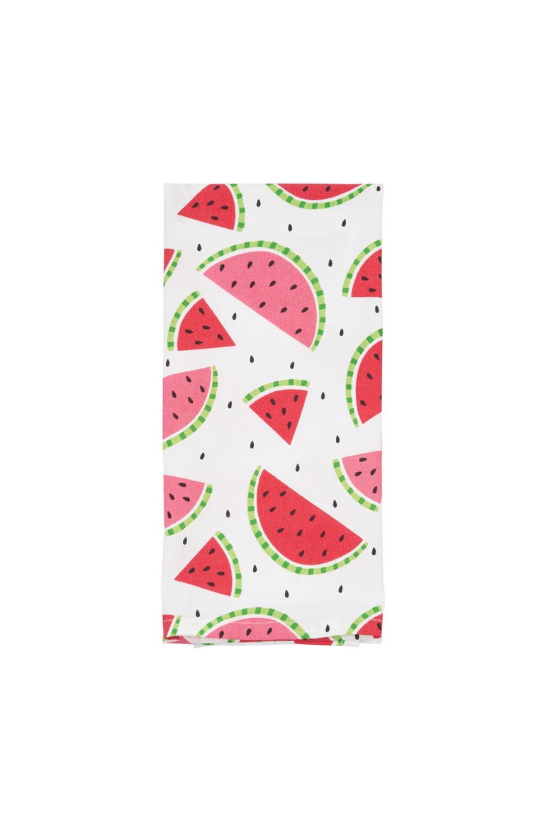 Watermelon Bite Slice Cotton Kitchen Towel, Alternate, color, Red