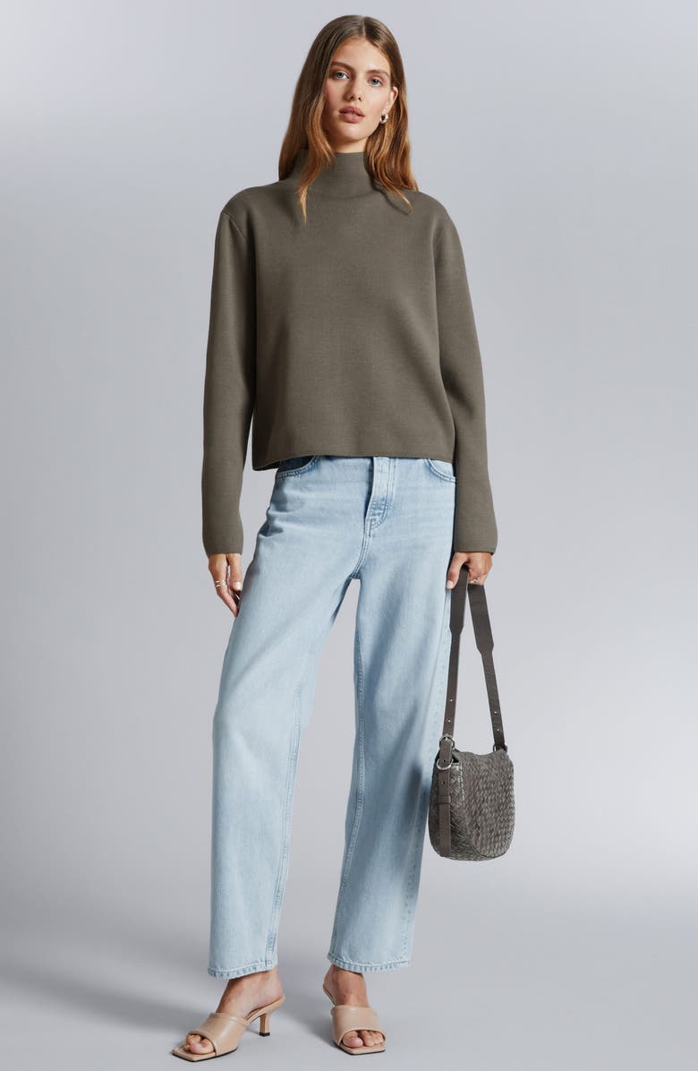 & Other Stories Boxy Crop Turtleneck Sweater, Alternate, color, 