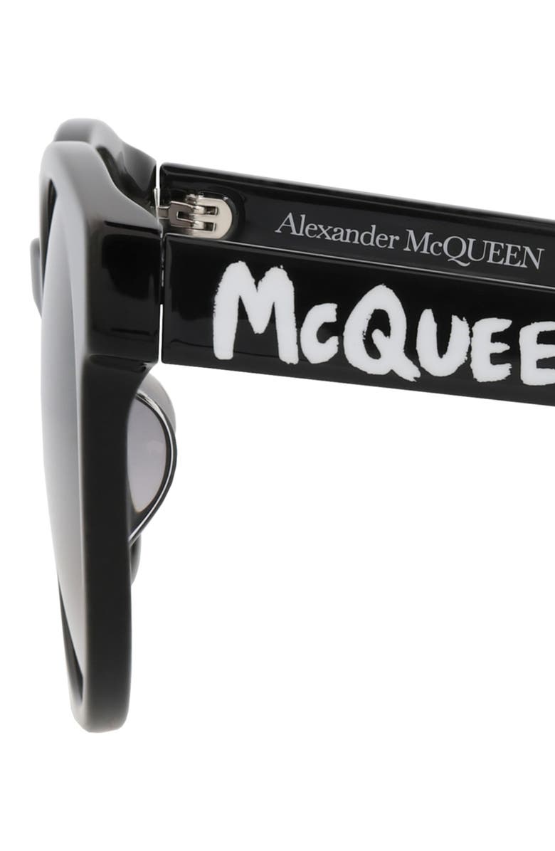 McQueen 55mm Core Round Sunglasses, Alternate, color, Black Black Grey