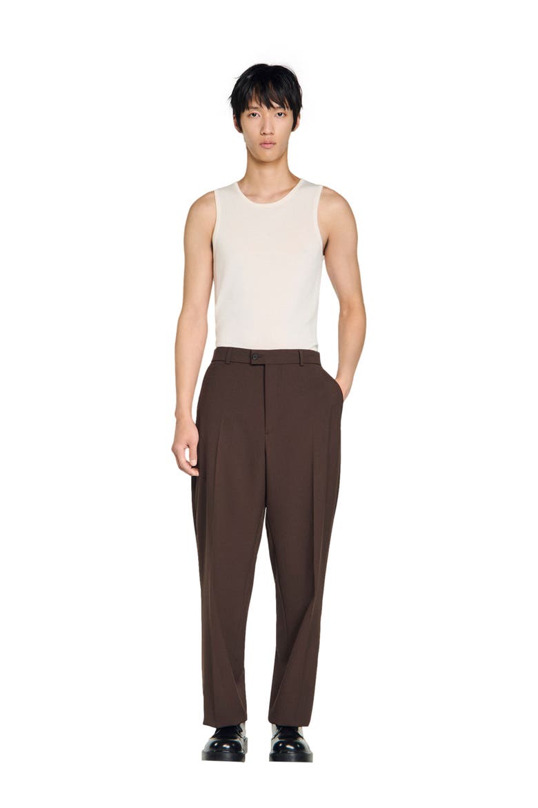 Oversized wool trousers, Alternate, color, Chocolate