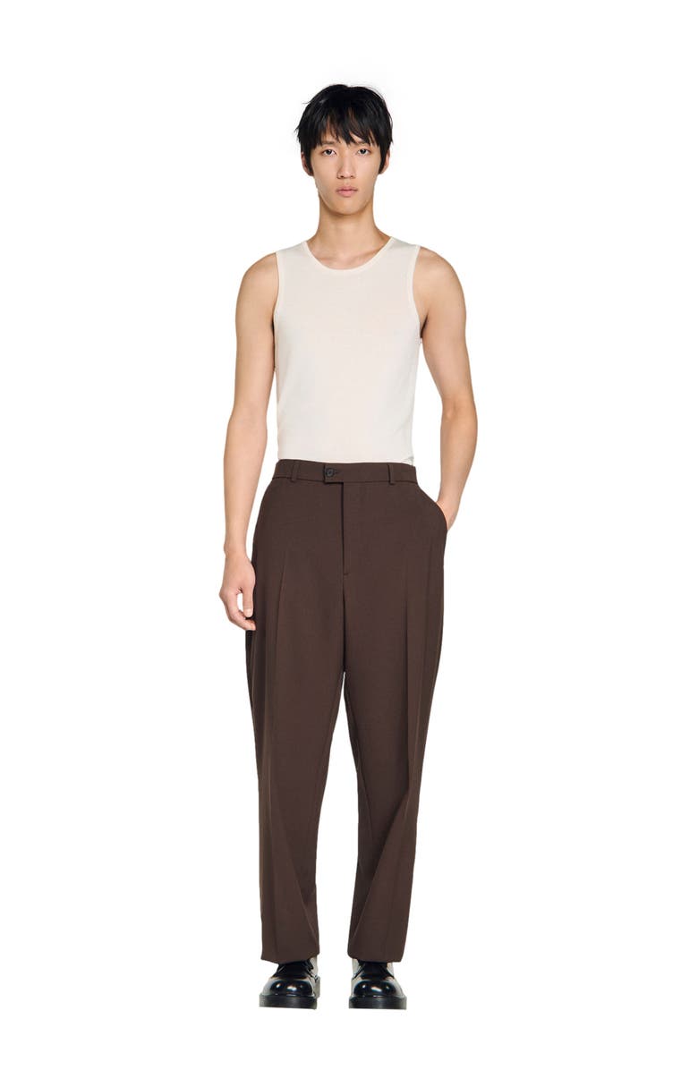 SANDRO Oversized wool trousers, Alternate, color, Chocolate