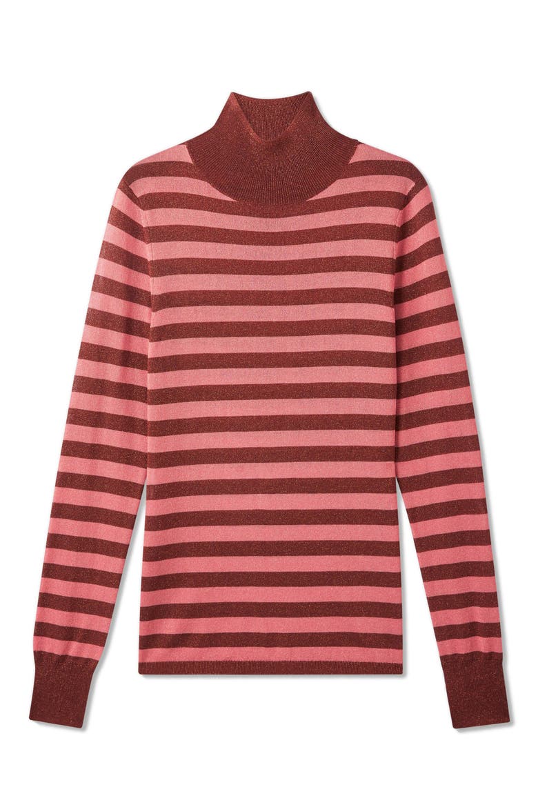 Allie Metallic Knit Turtleneck Sweater, Alternate, color, PINK