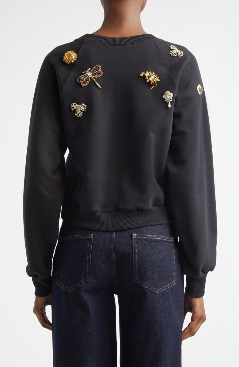 Cinq à Sept Jennifer Gold Brooches Sweatshirt, Alternate, color, Black