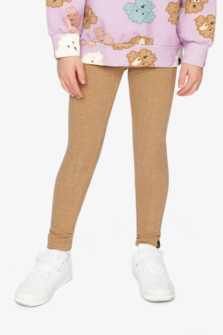 Jacquard Chevron Elastic Waist Leggings, Alternate, color, Brown