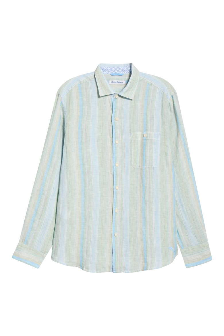 Delgada Stripe Linen Button-Up Shirt, Alternate, color, HEMP