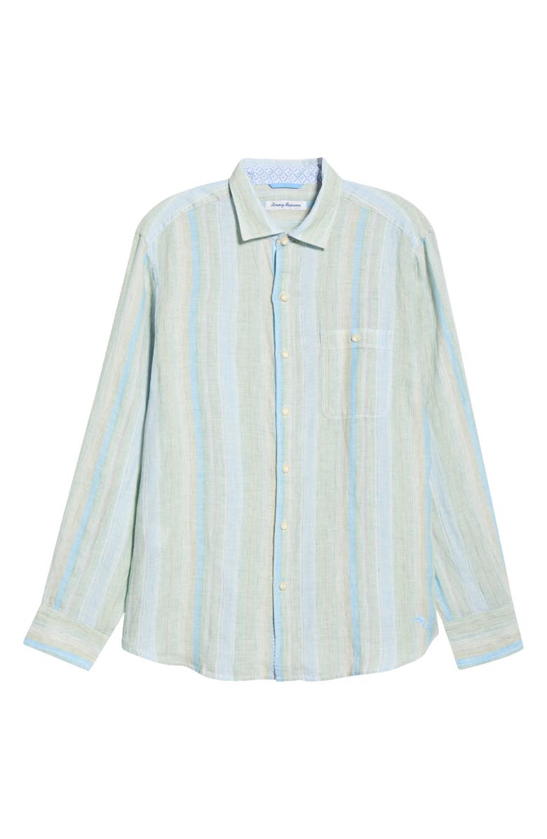 Tommy Bahama Delgada Stripe Linen Button-Up Shirt, Alternate, color, Hemp