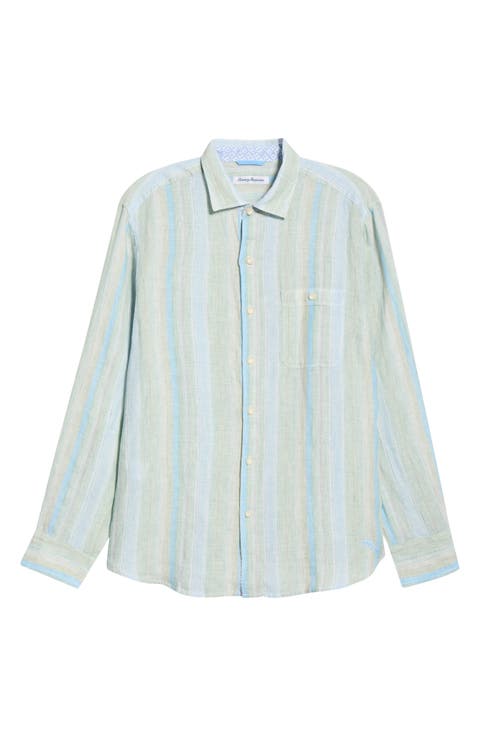 Delgada Stripe Linen Button-Up Shirt