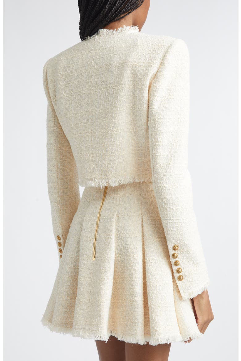Crop Tweed Spencer Jacket, Alternate, color, 0FA WHITE