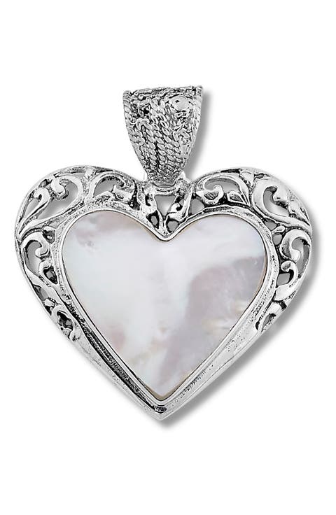 Sterling Silver Mother of Pearl Heart Pendant