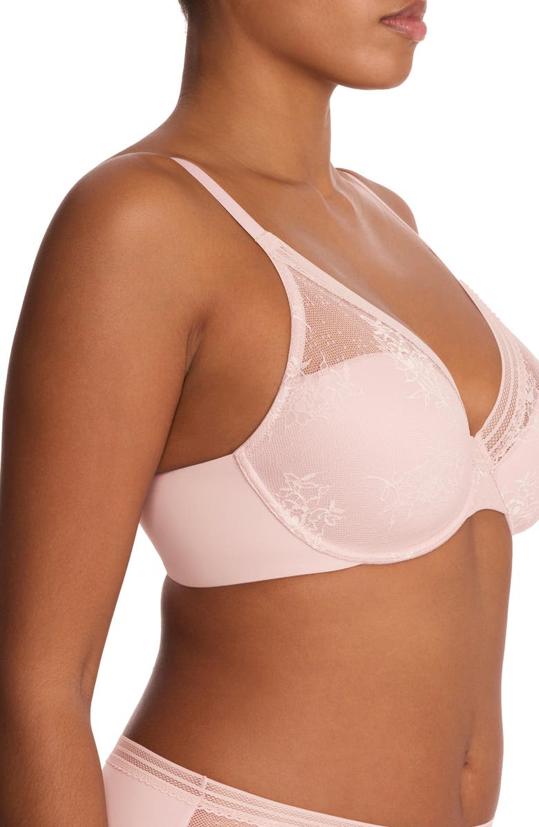 Natori Love Lace Back Smoothing Underwire T-Shirt Bra, Alternate, color, Pink Pearl/Warm White