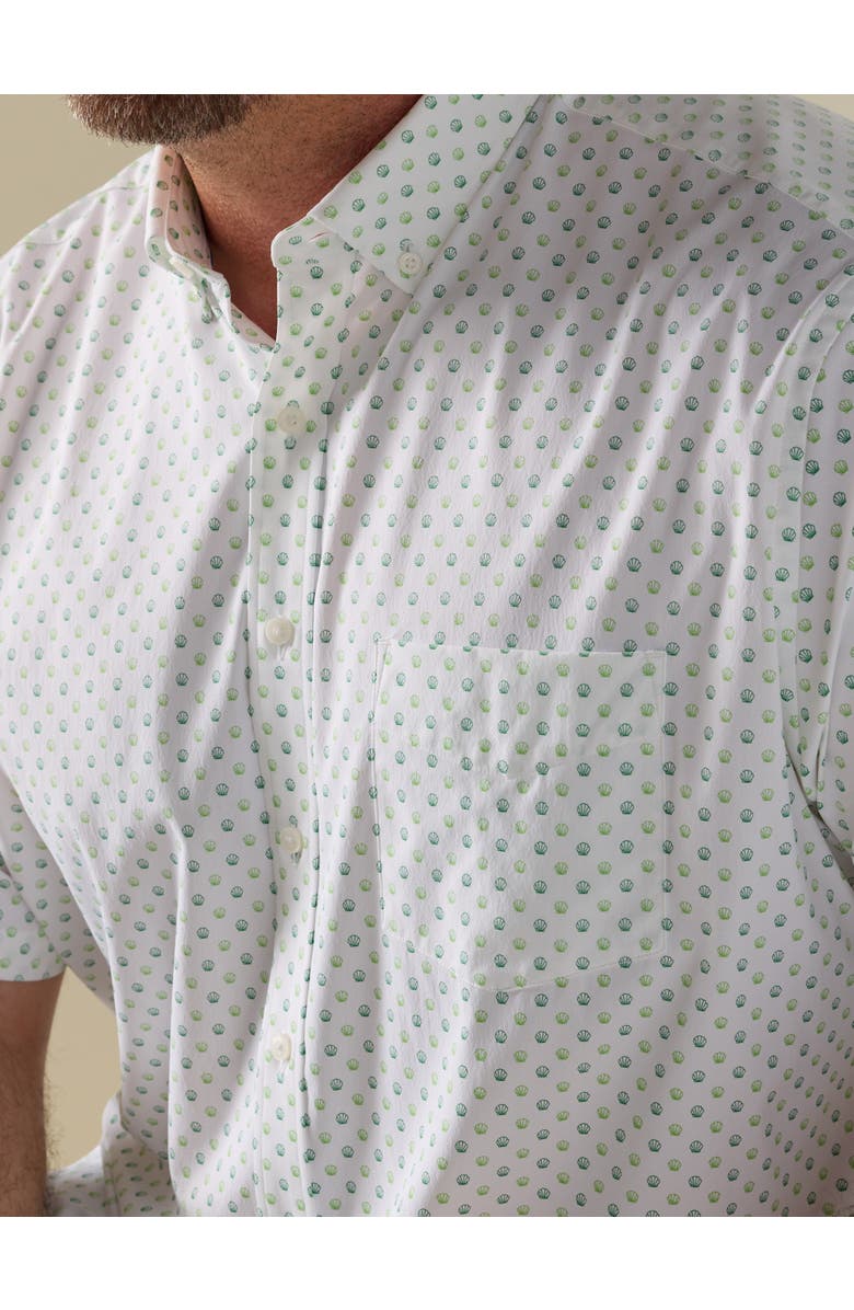 Untuckit Fit by Dxl Big & Tall Performance Van Meter Shell Print Sport Shirt, Alternate, color, White Green Blue