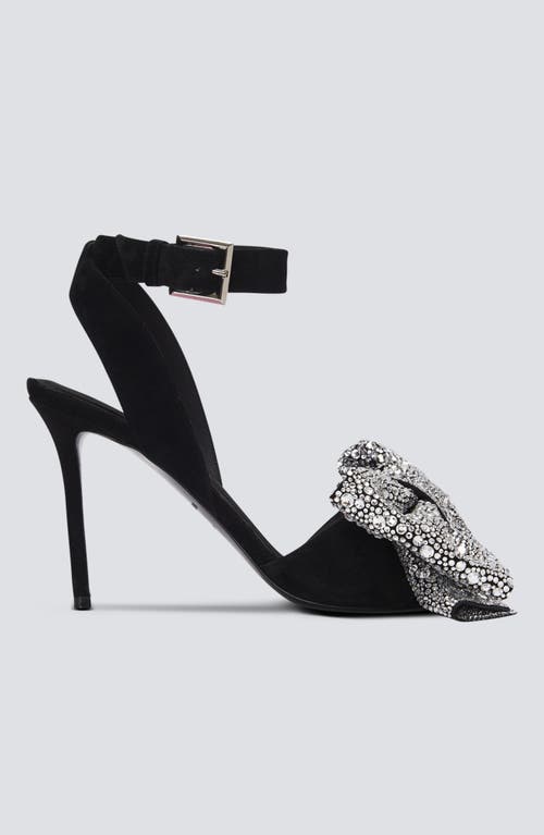 BALMAIN BALMAIN SUEDE RUBY HEELS WITH RHINESTONE BOWS
