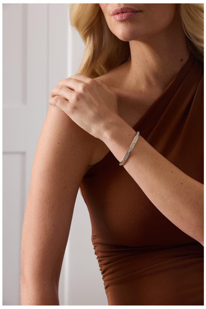 Honeycomb Pavé Diamond Bangle, Alternate, color, YELLOW GOLD