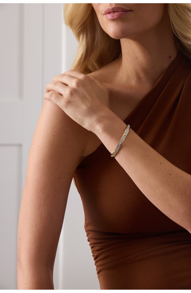 Sara Weinstock Honeycomb Pavé Diamond Bangle, Alternate, color, Yellow Gold