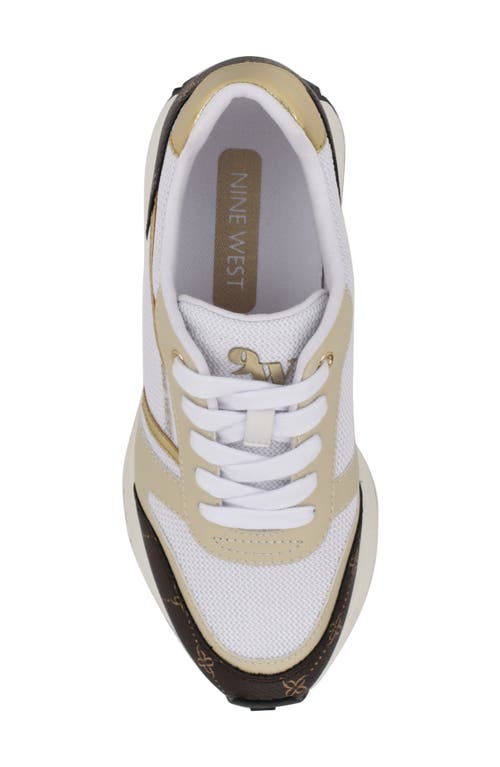 Nine West Vino Mixed Media Sneaker In White