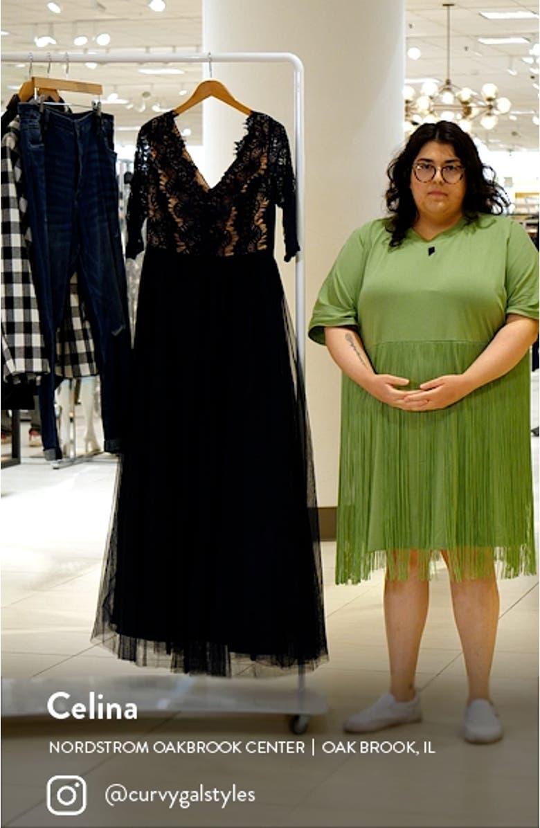 V-Neck Lace & Tulle Gown, sales video thumbnail