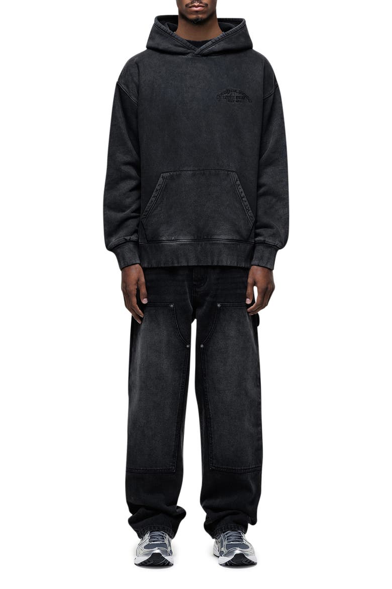Vintage Washed Relaxed Hoodie, Alternate, color, BLACK