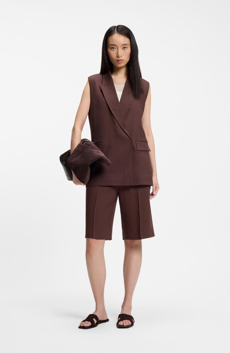 BOSS Jankania Linen Blend Vest, Alternate, color, Mocha