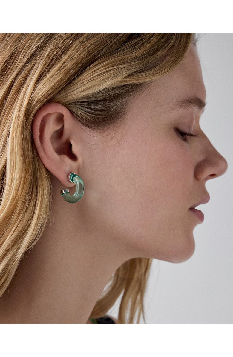 Kate Spade New York glow up resin huggie hoop earrings, Alternate, color, Green/ Silver