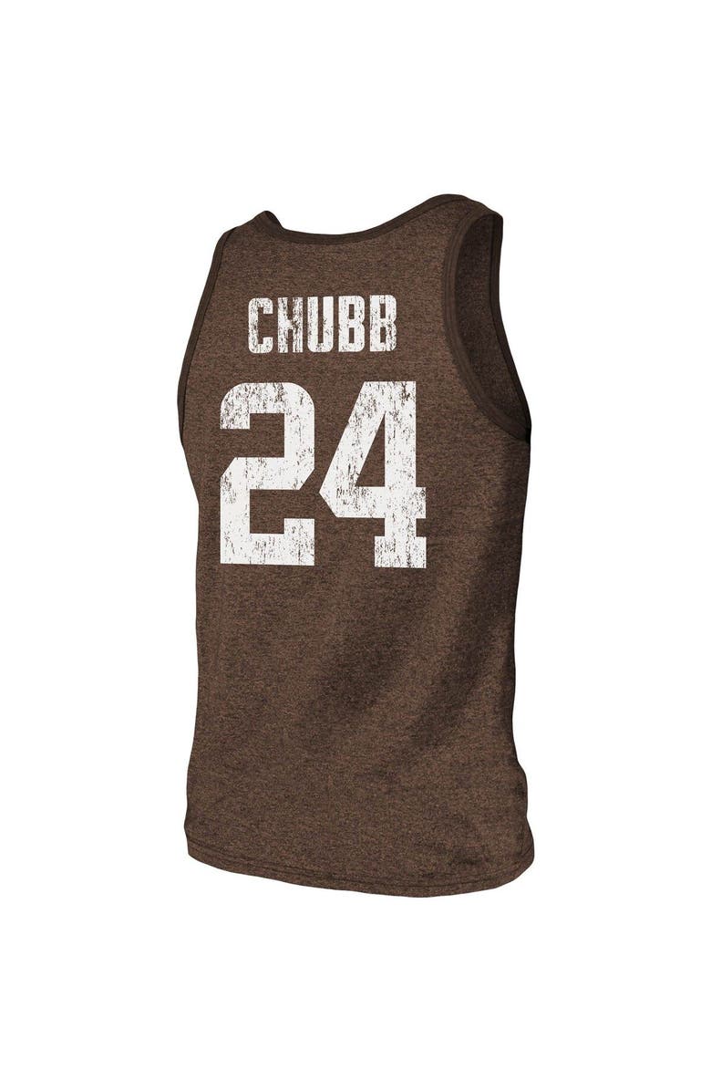 Majestic Threads Men's Majestic Threads Nick Chubb Brown Cleveland Browns Name & Number Tri-Blend Tank Top, Alternate, color,
