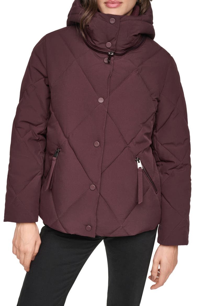 Wren Diamond Quilted Hooded Puffer Coat, Main, color, TWLGHT PRP