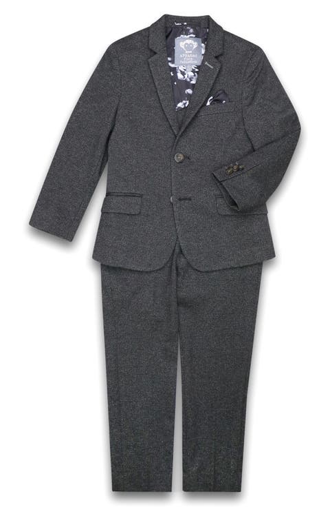 Kids' Mod Slim Fit Charcoal Grey Herringbone Stretch Suit (Toddler, Little Kid & Big Kid)