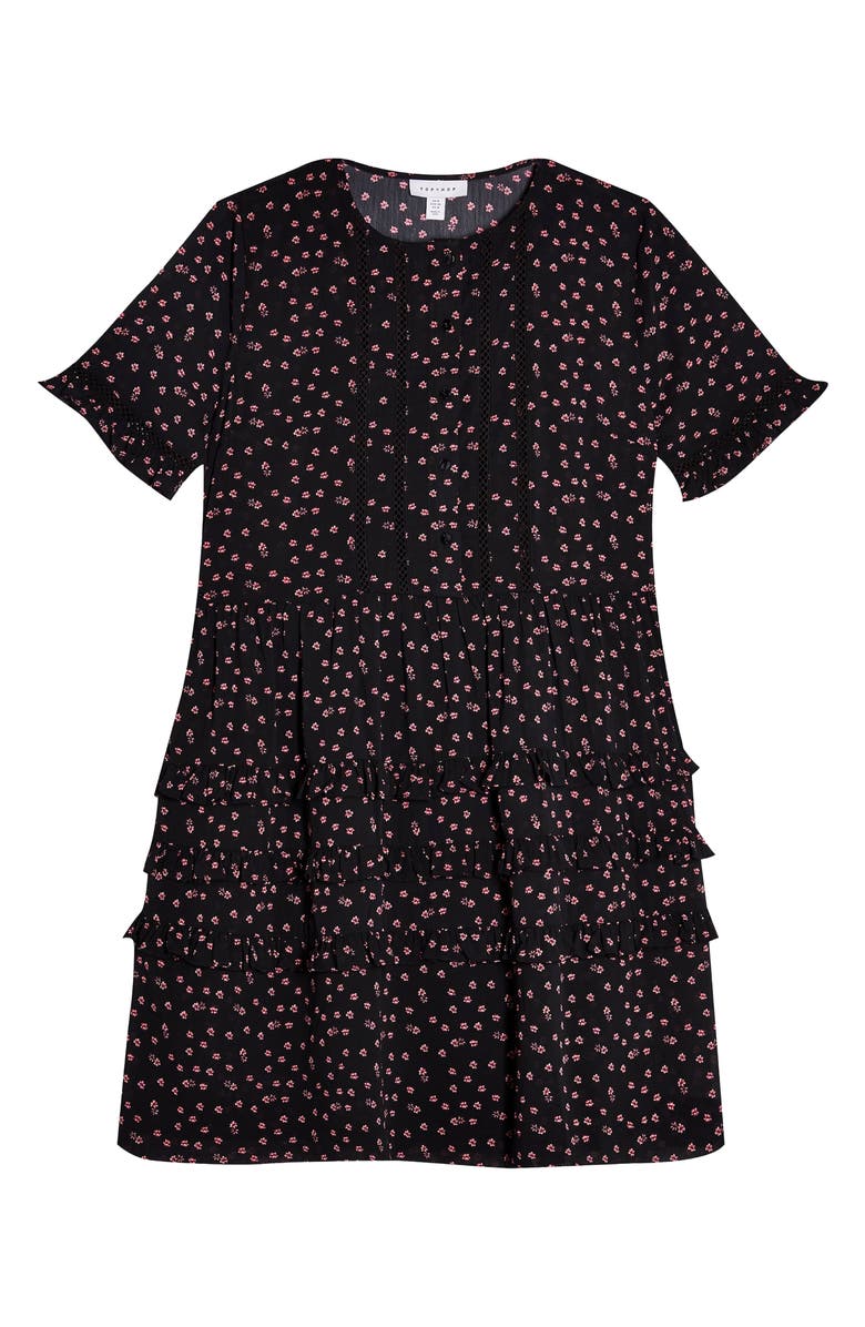 Topshop Ditsy Ladder Trim Mini Dress, Alternate, color,