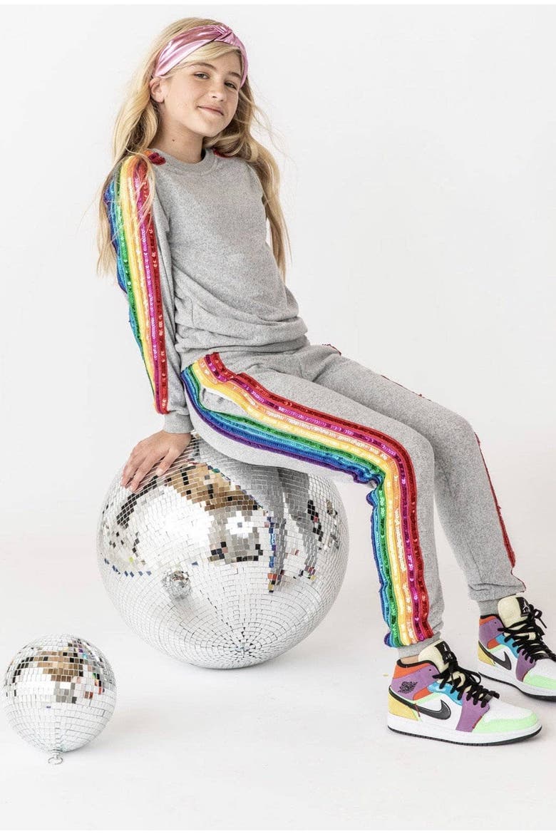 Sequin Rainbow Tracksuit Set, Main, color, Grey