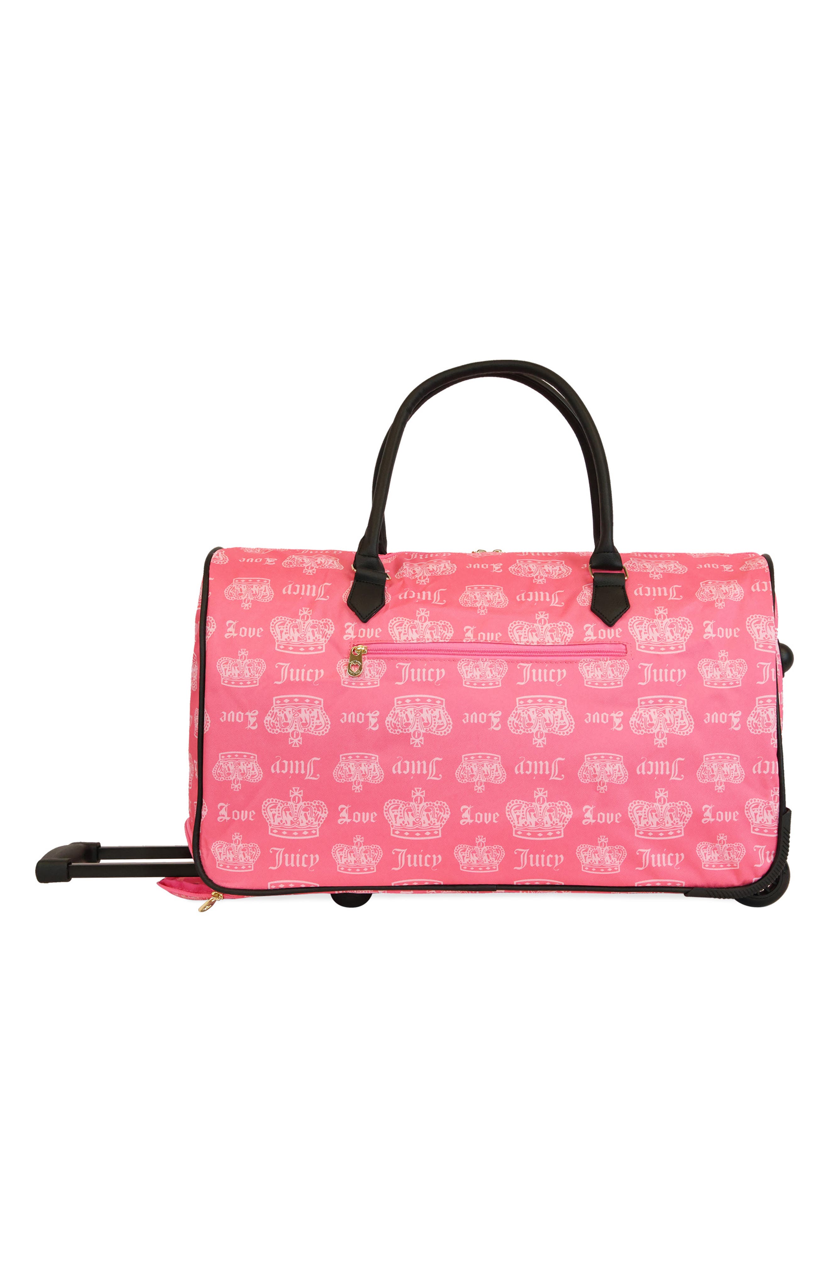 Cherry Rolling Duffle Bag, Alternate, color, PINK LEMONADE/ CROWN