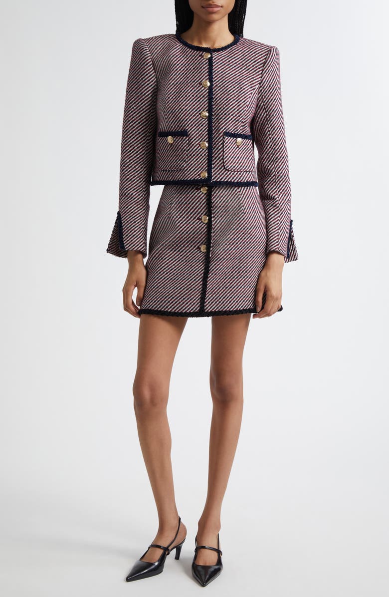 Cinq à Sept Noemie Zanda Bouclé Randi Jacket, Alternate, color, Dark Mulberry/ Navy