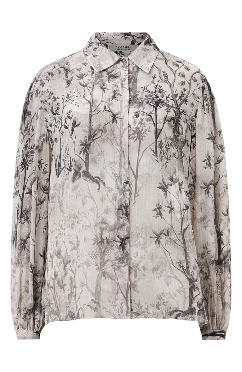 AllSaints Eddie Floral Print Button Up Shirt, Alternate, color, Rise Ecru White
