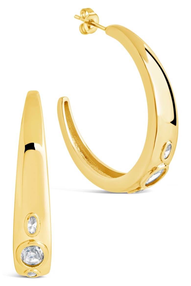 Soren Cubic Zirconia Hoop Earrings, Main, color, GOLD