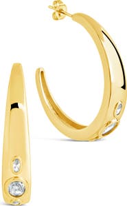 Sterling Forever Soren Cubic Zirconia Hoop Earrings