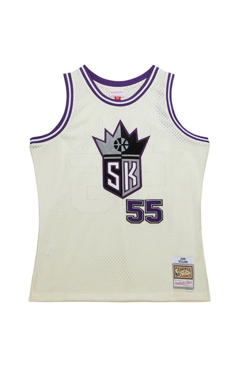Mitchell & Ness Men's Mitchell & Ness Jason Williams Cream Sacramento Kings Chainstitch Swingman Jersey, Alternate, color,