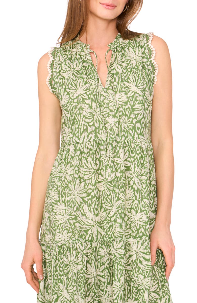 Vince Camuto Tie Neck Tiered Cotton Maxi Dress, Alternate, color, 