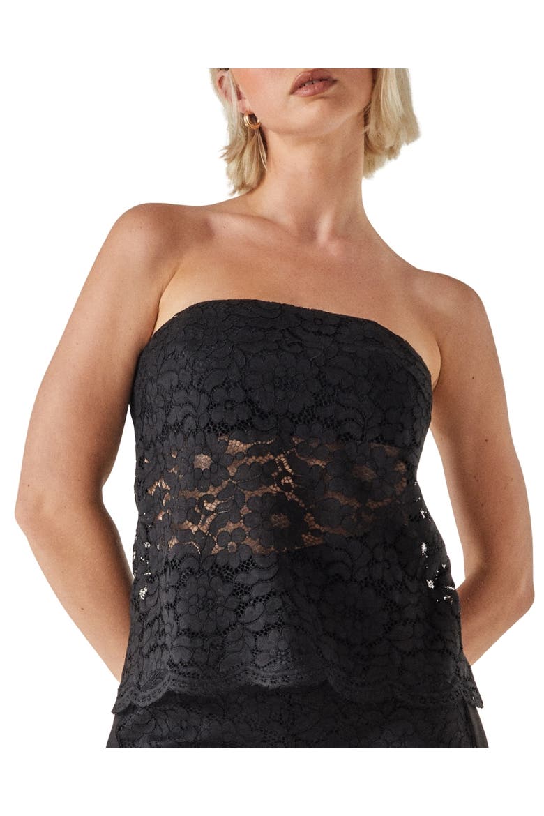 Bandeau Lace Tailored Top, Alternate, color, Black