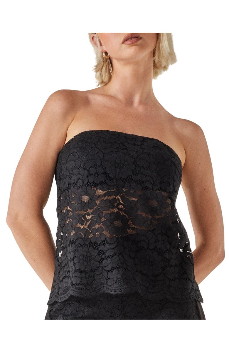 NASTY GAL Bandeau Lace Tailored Top, Alternate, color, Black