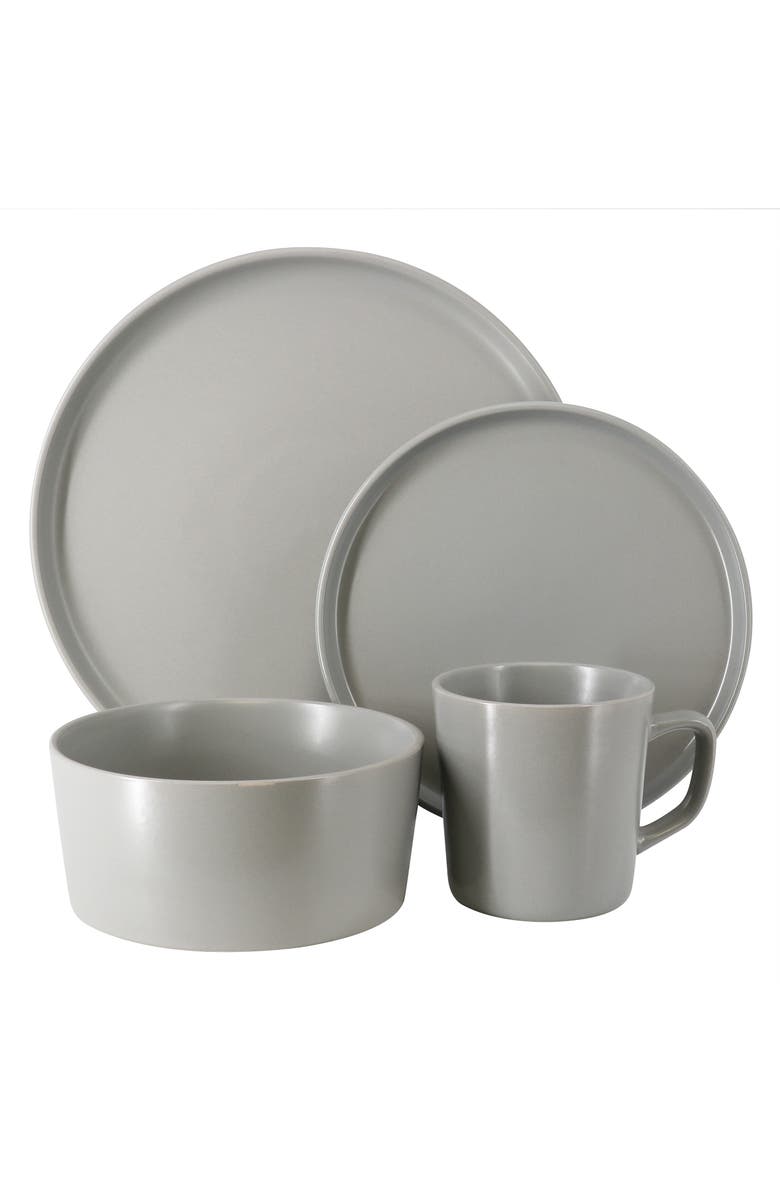 Elama Luxmatte Light Grey 16 Piece Dinnerware Set, Alternate, color, Grey